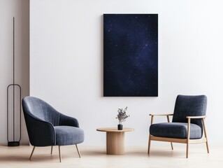 Cozy Living Room with Chairs and Starry Night Canvas Wall Art