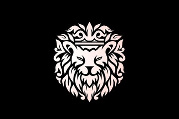 Fototapeta premium Ornamental lion logo with foliage