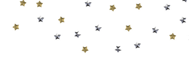 XMAS Stars - A gray whirlwind of golden snowflakes and stars. New