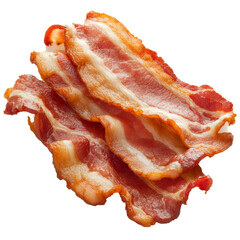 Fresh bacon slices with crispy edges and rich color, perfect for breakfast or cooking