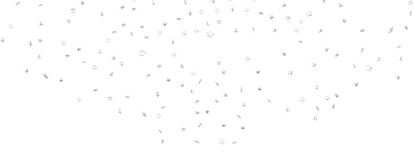 sparkling Christmas confetti falling isolated on white. magic shining flying stars glitter backdrop, sparkle border