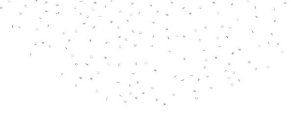 sparkling Christmas confetti falling isolated on white. magic shining flying stars glitter backdrop, sparkle border