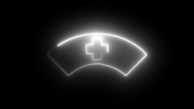 Glowing neon looped circle hospital icons animated