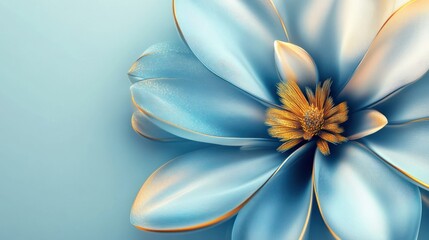 Fototapeta premium Elegant blue flower, pastel background, close-up, design element