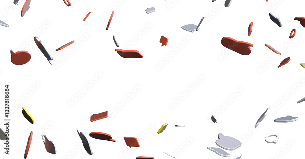 Poster 3D rendering flying email icon and web flying