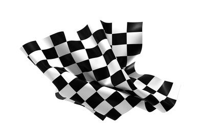 The checkered flag waves in the wind signaling the end of a race Victory is in sight