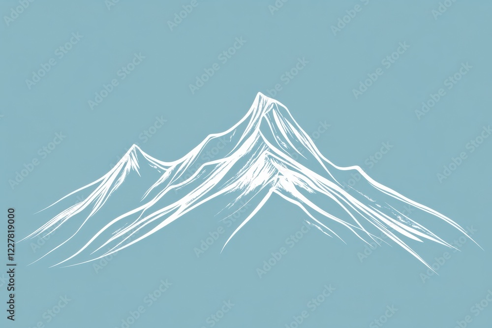 Aufkleber majestic mountain range with sharp peaks and smooth snow covered slopes against a clear blue sky. ge