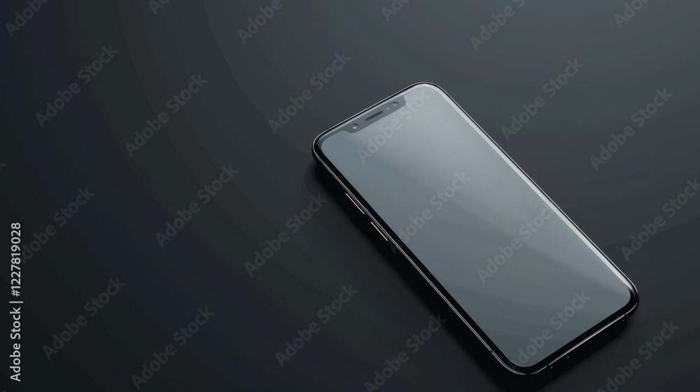 Poster a black smartphone with a large screen and a front-facing camera.