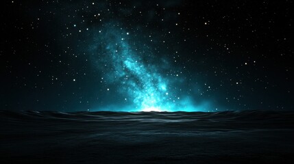 Fototapeta premium Mystical Night Sky Over Calm Ocean with Stars and Bright Galaxy