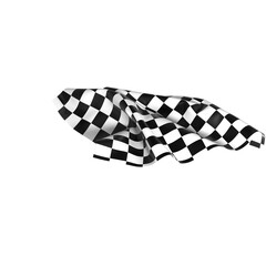 The checkered flag waves in the wind signaling the end of a race Victory is in sight