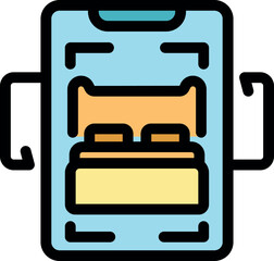 Online booking platform displaying a double bed on a smartphone screen, suggesting easy reservation for accommodation