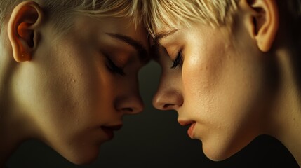Fototapeta premium Intimate Moment Between Two Young Women with Soft Natural Light