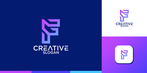 illustration vector graphic design. minimalist logo combination pictogram and monogram logo letter F
