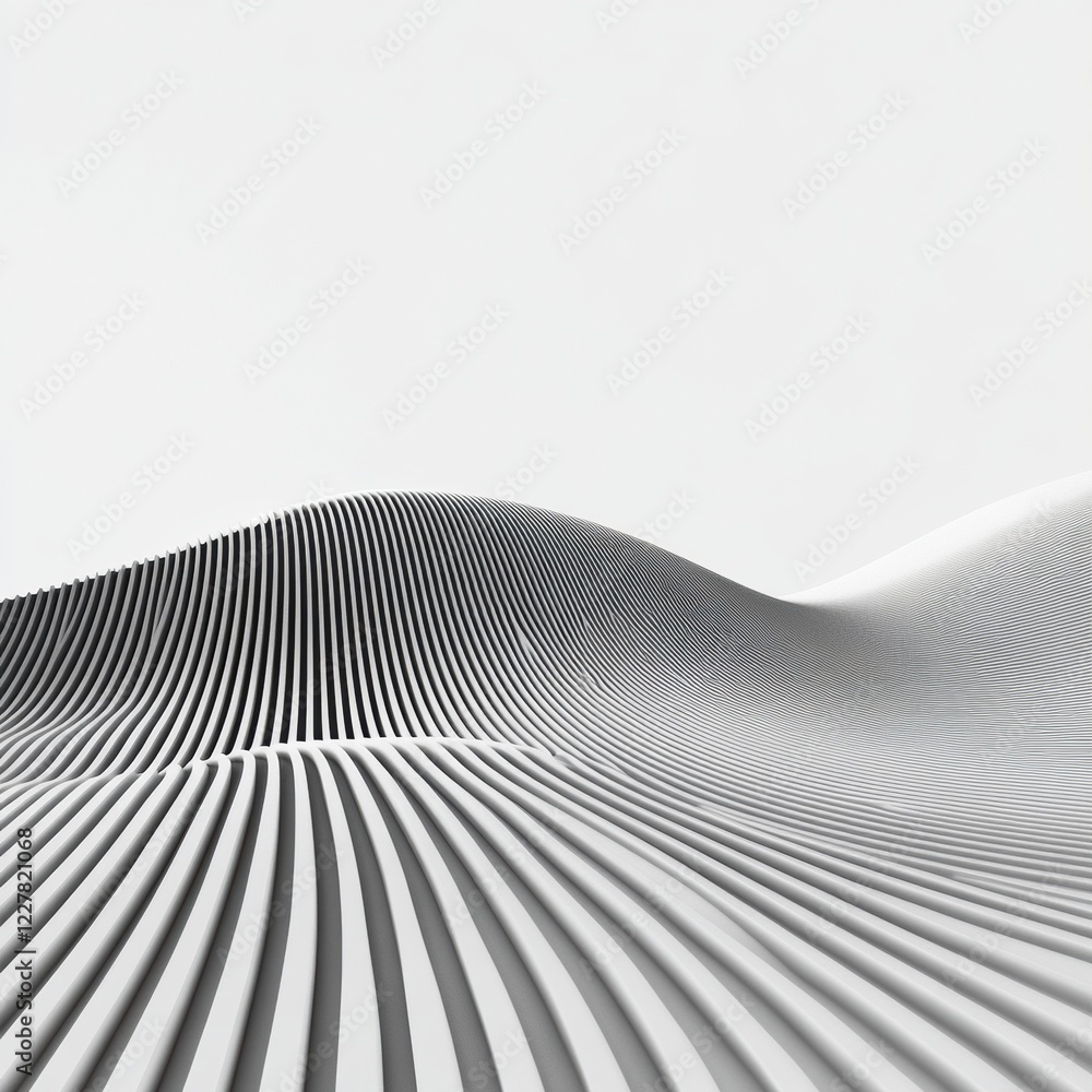 Aufkleber Curvy lines create a mesmerizing pattern in minimalist monochrome landscape design. Generative AI