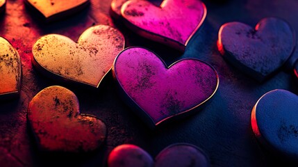 Obraz premium Soft Shadow Overlapping Hearts Romantic Valentines Day Design
