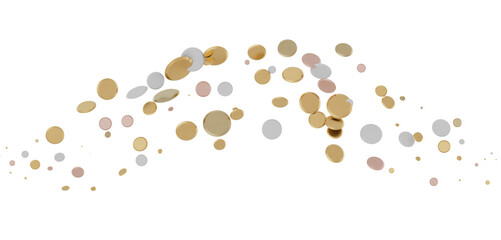 Radiant Revelry: Dynamic 3D Illustration of a Radiating gold Confetti Celebration