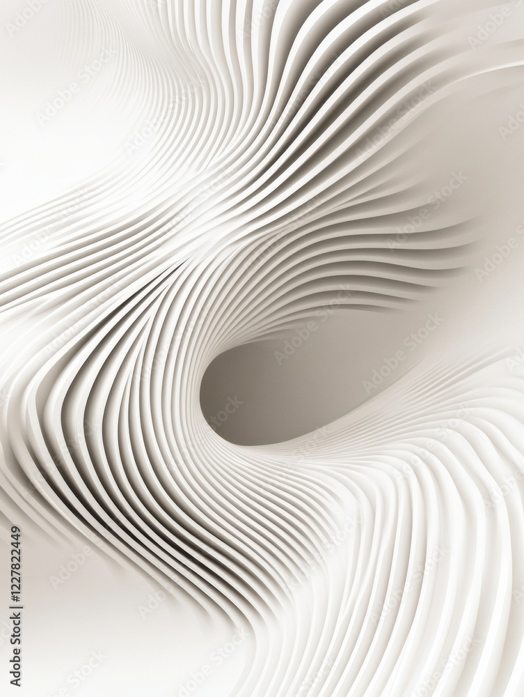 Poster Dynamic white patterns creating a mesmerizing texture in a minimalist abstract design. Generative AI