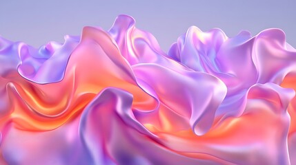 Abstract Iridescent Fabric Drapes in Pink and Orange Hues