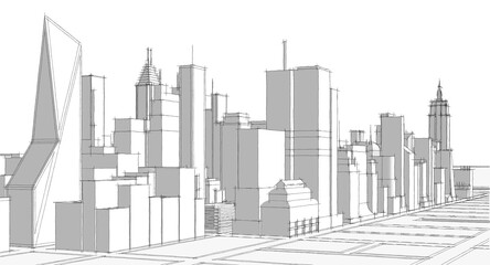city ​​urban panorama 3D illustration
