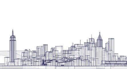 city ​​urban panorama 3D illustration