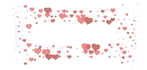 Falling red and pink hearts isolated on transparent background. Valentine’s day design.
