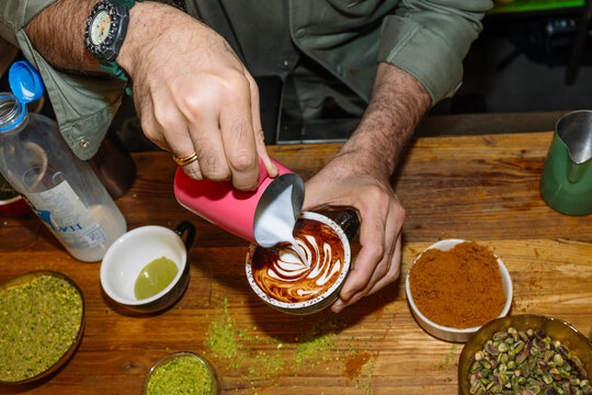 Latte Art Creation in Specialty Coffee Preparation