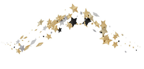 Heavenly Showers: 3D Gold Stars Rain Illustration Transcends Imagination