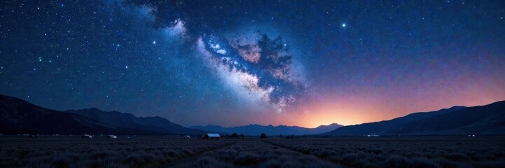 Fototapeta premium Starry night sky with twinkling stars over vast landscape, celestial, night sky