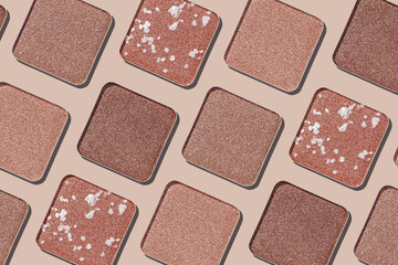Cosmetics texture pattern, makeup palette vivid neutral color eye shadow, square eye powder...