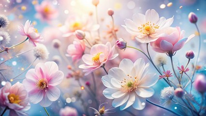 Delicate Spring Blossoms: Surreal White Background Floral Photography