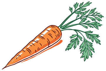 Hyper-realistic carrot, vibrant orange color, glossy texture, detailed vegetable, green leafy top, iconic shape, studio lighting, white background, 3D rendering, product photography style, nutrition c