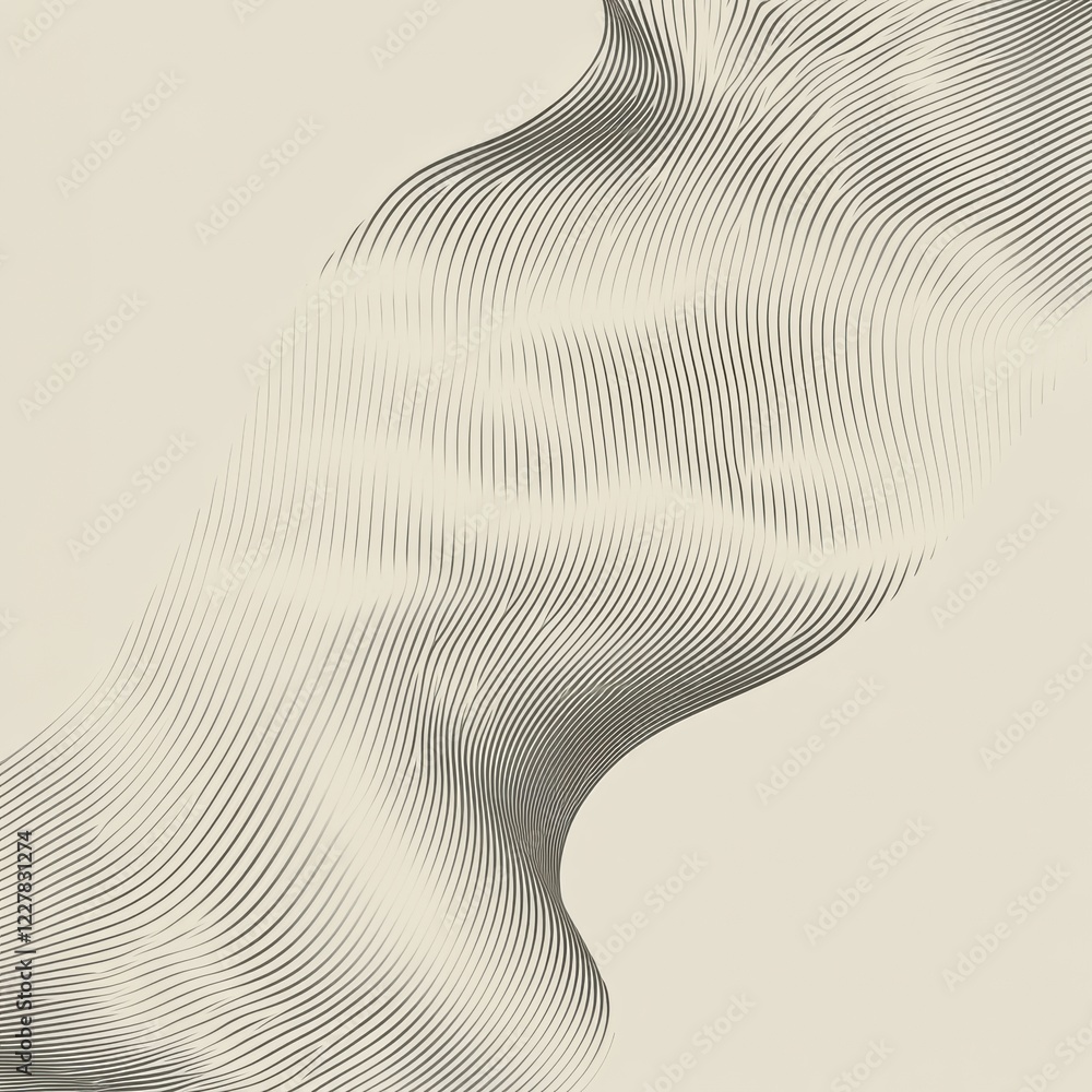 Poster curved lines and soft shadows create an abstract artwork with unique patterns and textures in a mini
