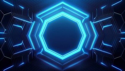 hexagonal background design with blue light