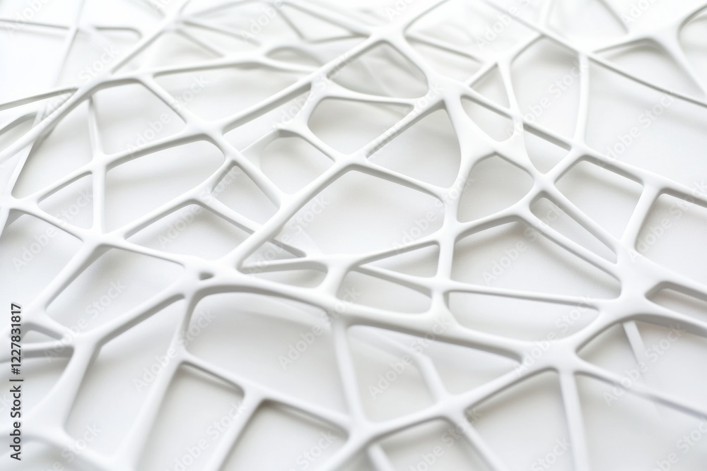 Leinwandbilder Intricate white network pattern showcasing modern design and texture in a minimalist setting. Generative AI