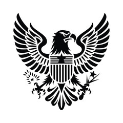 American Bald Eagle Silhouette Vector Icon - Patriotic Symbol of Strength and Freedom