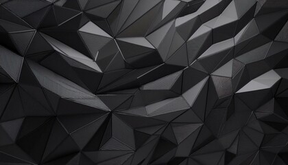 Polygonal black surface in studio abstract