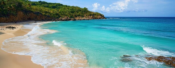 Obraz premium Serene Tropical Beach Paradise Turquoise Waters and Sandy Shore