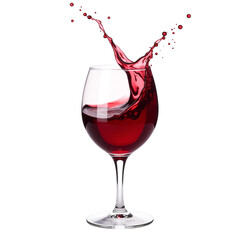 Red Wine Splash Pouring from Glass, Isolated on Transparent Background, Luxury Drink, Liquid Elegance