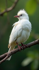 Obraz premium Soft feathers ruffled by a gentle breeze on a branch, branch, botanicals, avian