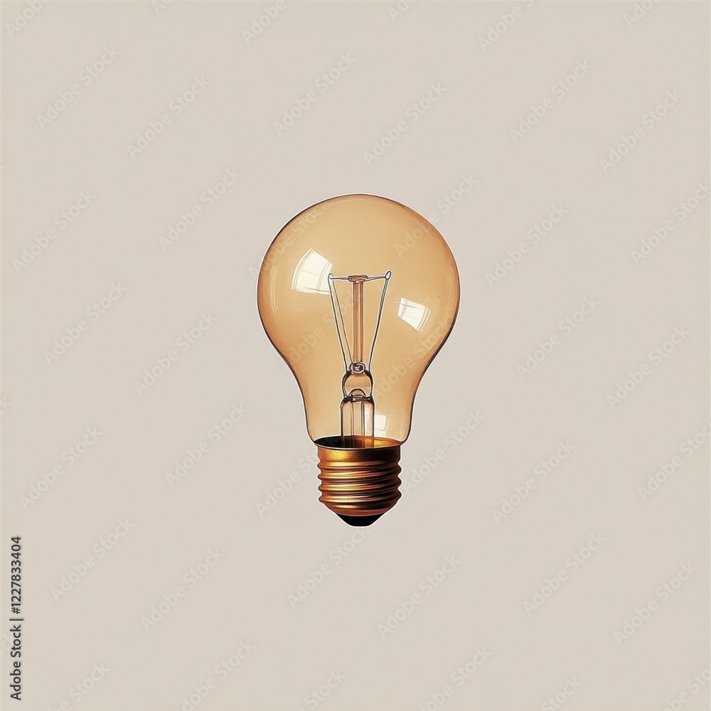 Aufkleber Bright light bulb glowing softly against a neutral background providing warm illumination for various settings. Generative AI