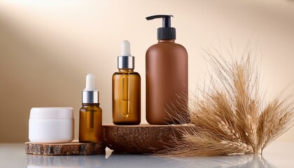Fototapeta premium anti aging cosmetic products with natural dry grass
