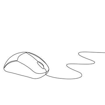 recommend clip art: Mouse computer one continuous single line art drawing. Minimal art style. Computer mouse equipment continuous line art illustration.