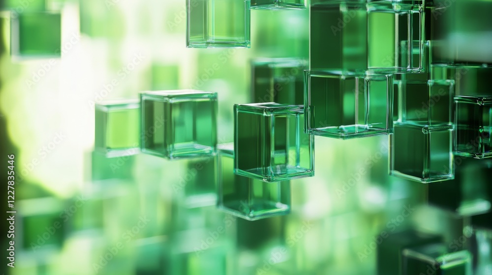 Poster abstract vector background with green transparent rectangles