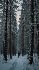 The snow-covered forest