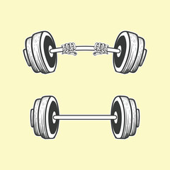 Gym Barbell with skeleton hand black and white design