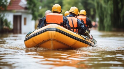 Rescue Team in Flood Waters