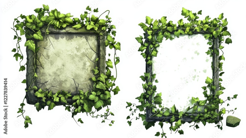 Aufkleber game stone buttons, rectangular frames or ui level icons. cartoon design. empty badges or banners wi