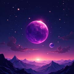 Shimmering purple planet amidst starry expanse , celestial, galaxies