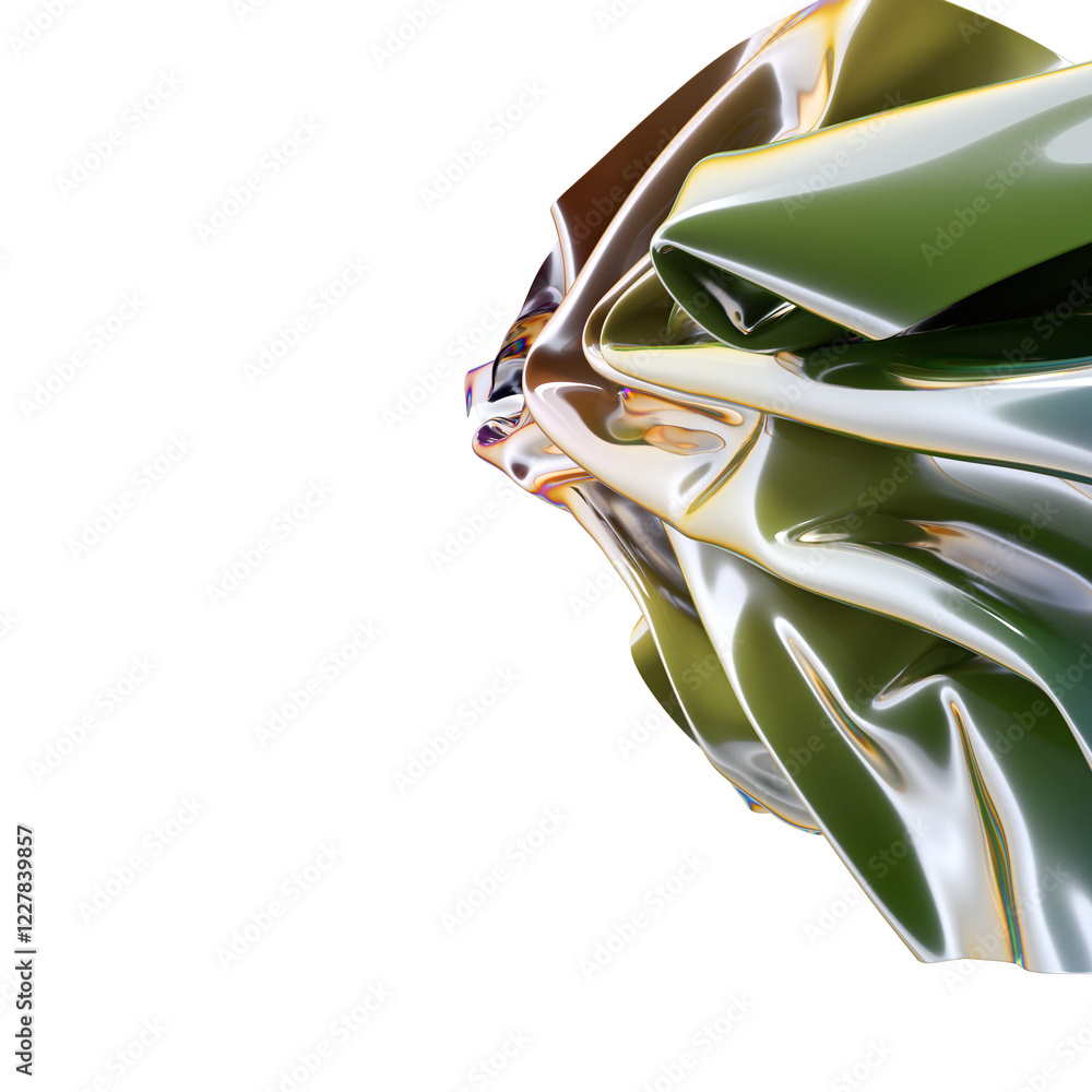 Poster a mesmerizing swirl of iridescent fabric catching the light in a vibrant display