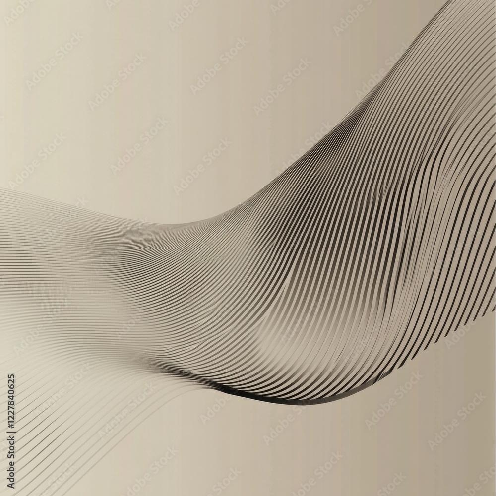 Aufkleber Dynamic wave patterns create a flowing movement across a neutral background in modern design. Generative AI